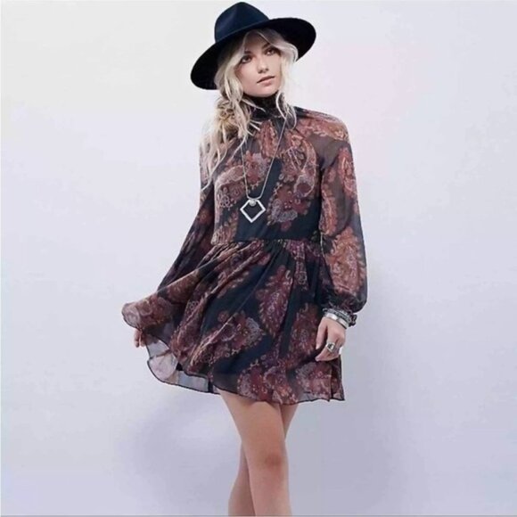 Free People Forget Me Not Moonstruck Mini Chiffon Dress Size Small - Picture 1 of 9